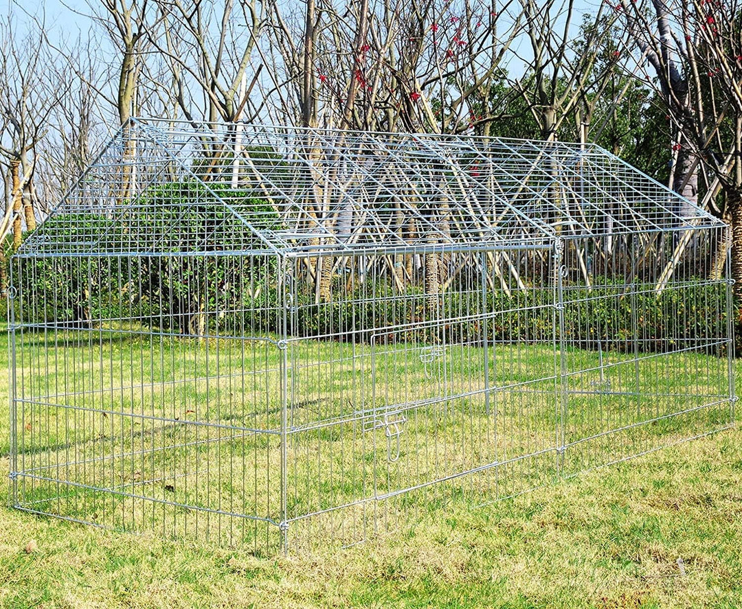 EUGAD Freilaufgehege Kaninchen, Freigehege Hasen, Kleintiergehege Kleintierkäfig mit Dach & Sonnensc