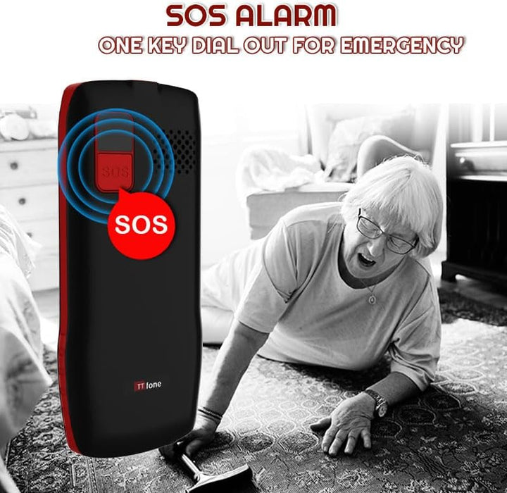 TTfone Seniorenfreundliches Mobiltelefon mit grossen Tasten und Notfallknopf, TT880 (mit Netzladeger