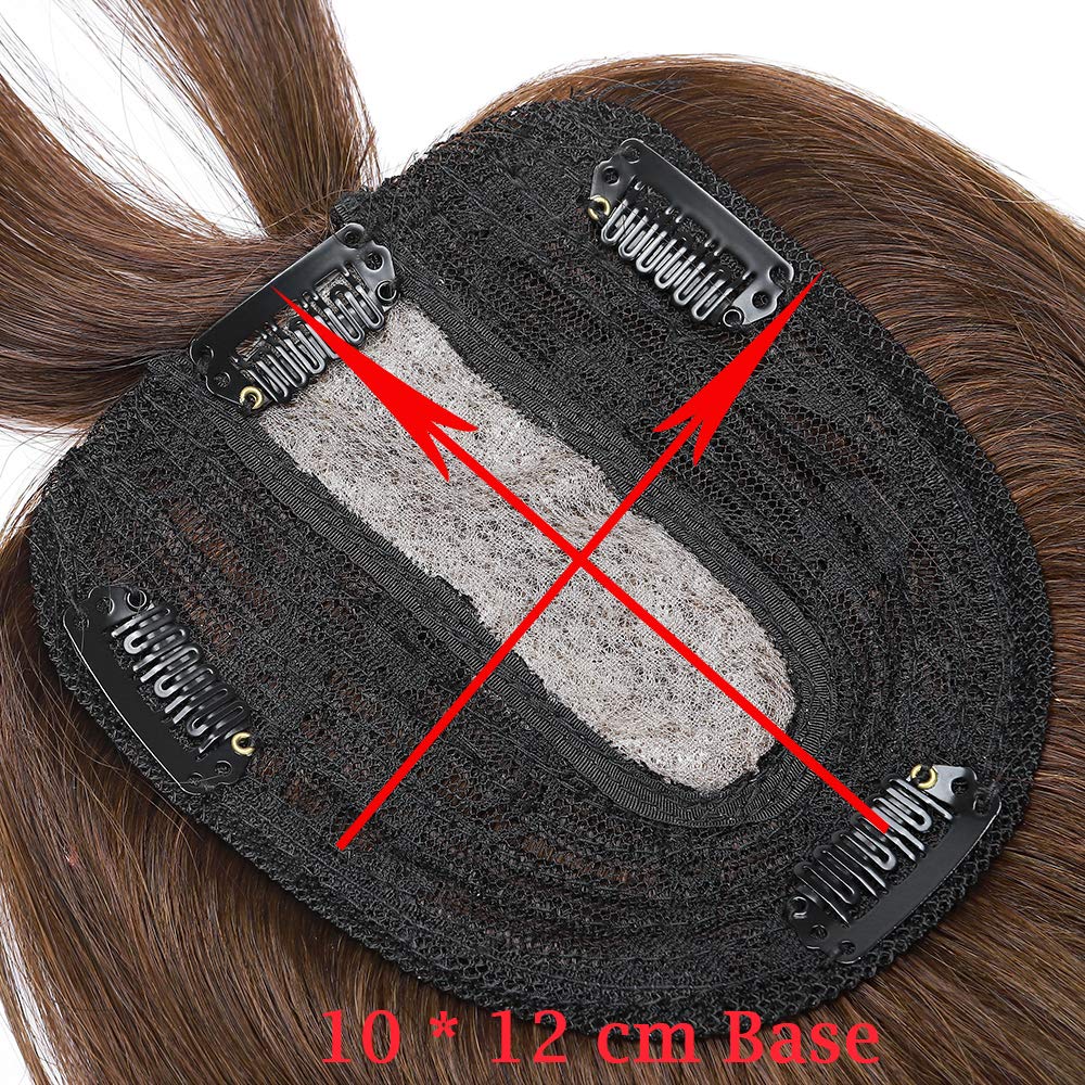 Silk-co Hair Topper Echthaar mit langem Pony, Toupet Damen 10x12cm Basis, Haartopper Echthaar mit Re