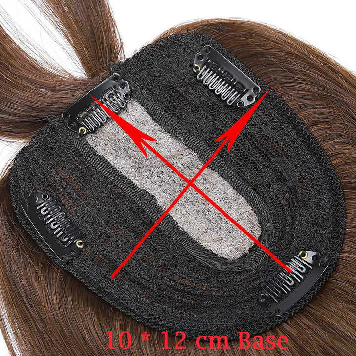 Silk-co Hair Topper Echthaar mit langem Pony, Toupet Damen 10x12cm Basis, Haartopper Echthaar mit Re