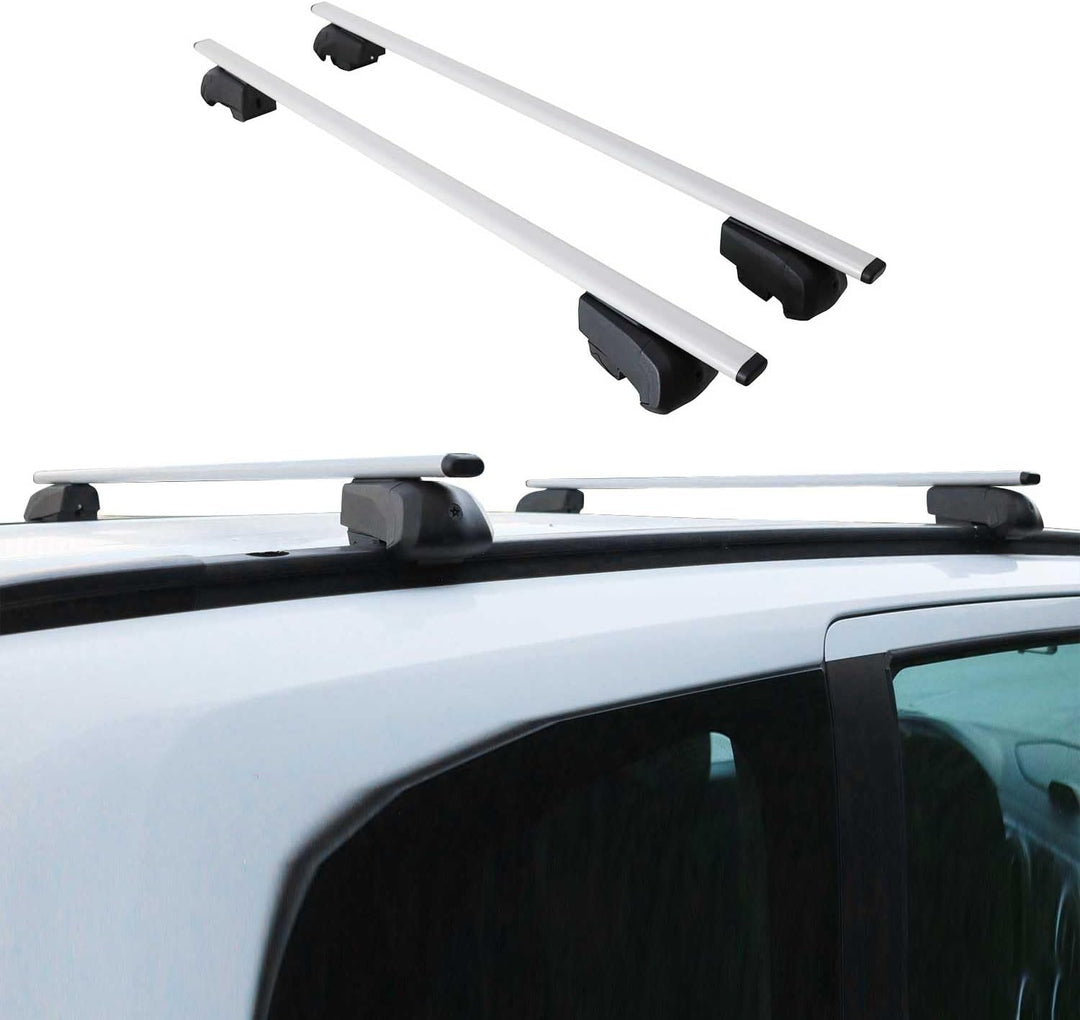 Dachträger Gepäckträger kompatibel mit VW Touareg 3 2018-2023 Querträger TÜV ABE Silber 2X