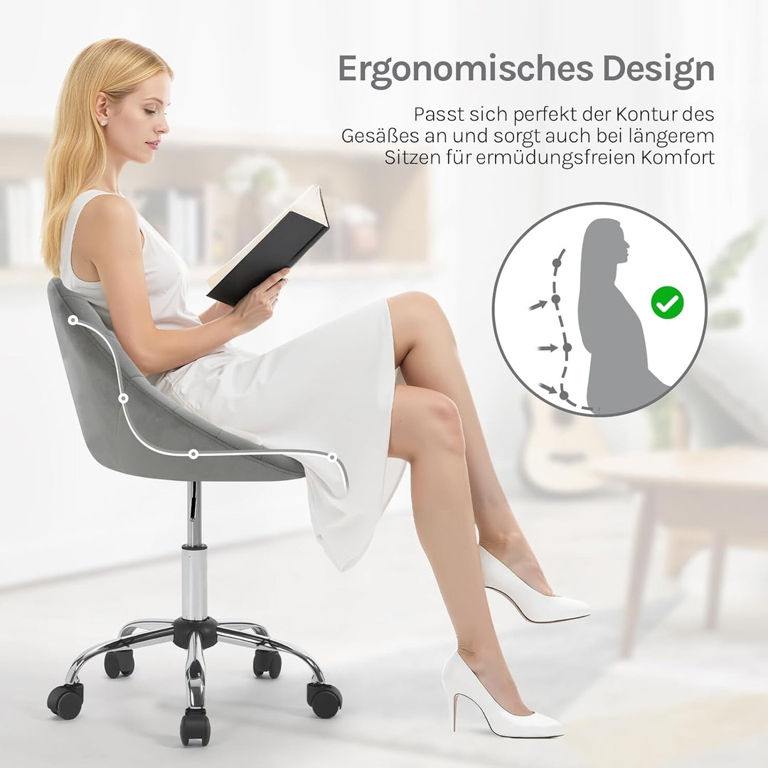 WOLTU Homeoffice Stuhl, Bürostuhl ergonomisch, Schminkstuhl drehbar, Drehstuhl mit Rollen, Schreibti