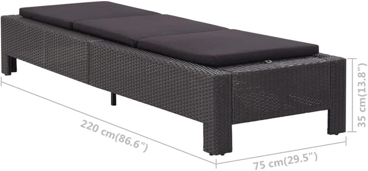 vidaXL Sonnenliege mit Auflage Liege Lounge Relaxliege Gartenliege Liegestuhl Rattanliege Rattanmöbe