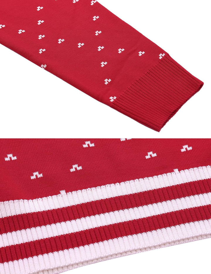 Litherday Weihnachtspullover Herren Strickpullover mit Rentiermuster, B-rot, S