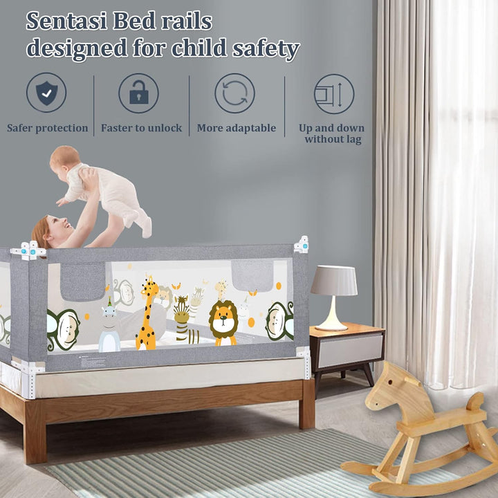 Sentasi Rausfallschutz Kinderbett 150CM, Rausfallschutz Bett Con Elevación Vertical, Baby Bettgitter