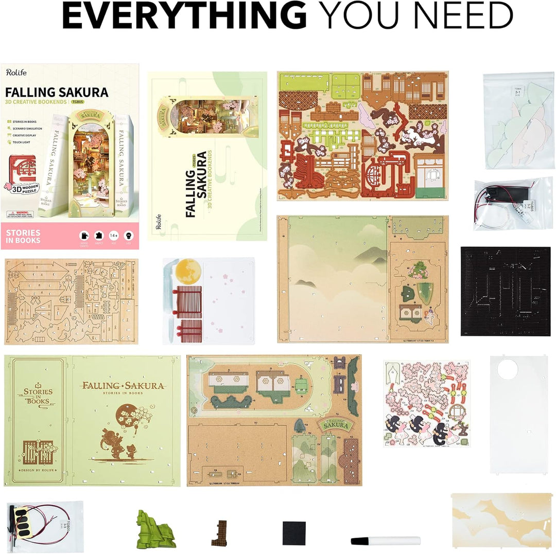 Rolife Book Nook Kit Buchstützen DIY Miniatur Haus 3D Puzzles Holz Book Nook Diorama Modelbau für Er