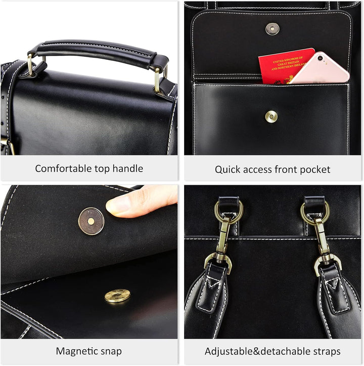 ECOSUSI Laptop Rucksack Damen für 15,6 Zoll Schulrucksack Mädchen Leder Daypack mit Laptopfach Wasse