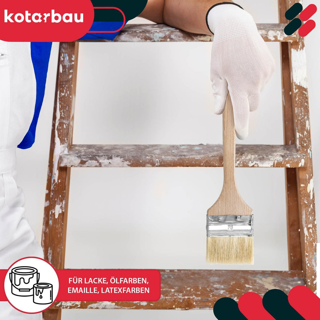 KOTARBAU® 10er Set Heizkörperpinsel 76 mm Winkelpinsel Lasurpinsel Lackierpinsel Malerpinsel Holzpin