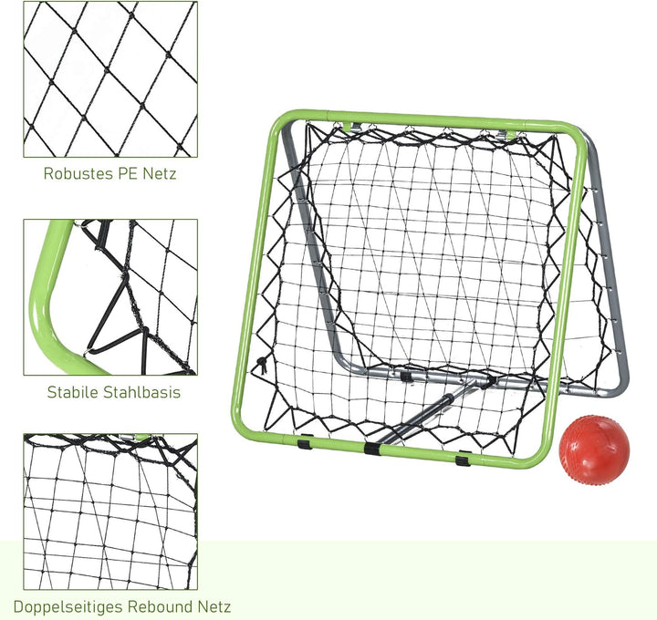 HOMCOM Fussball Rebounder Kickback Tor Rückprallwand Netz für Baseball Basketball beidseitiger Rückp