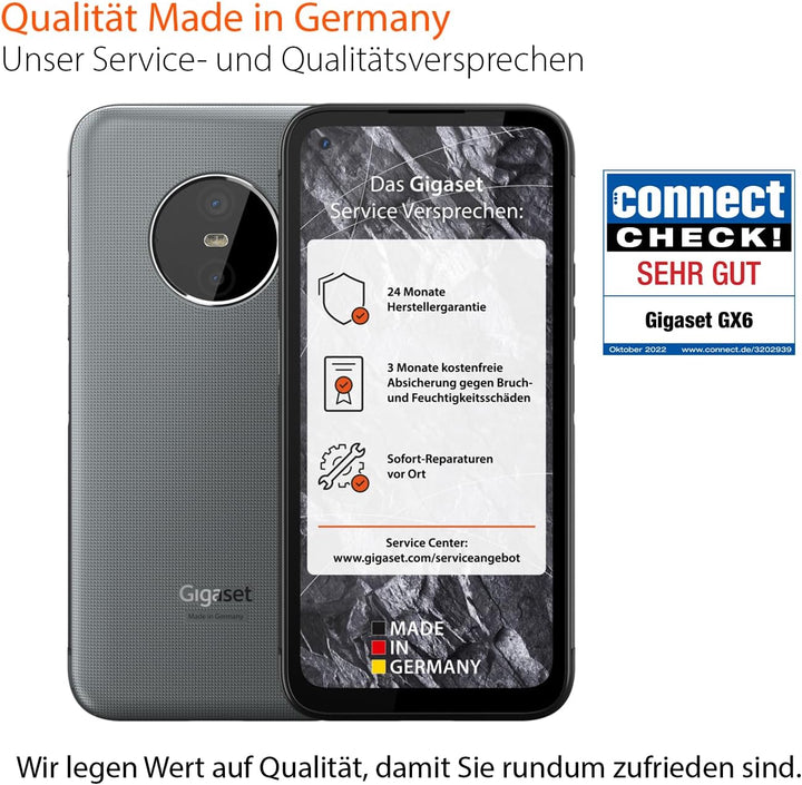 Gigaset GX6 - Outdoor Smartphone 5G - Militärstandard - staub- & wasserdicht IP68 - 6,6" FHD+ Displa
