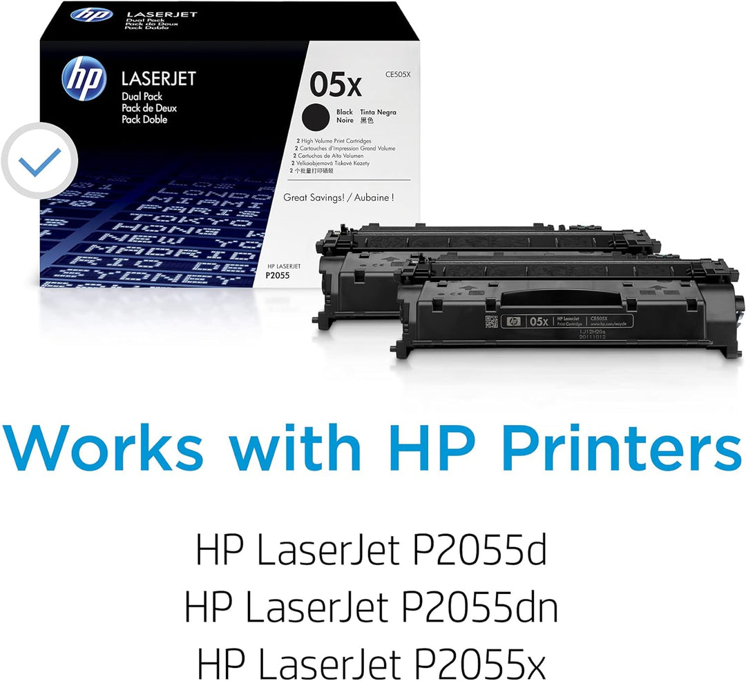 HP 05X Schwarz 2er-Pack Original LaserJet Tonerkartusche mit hoher Reichweite, XL XL Doppelpack Sing