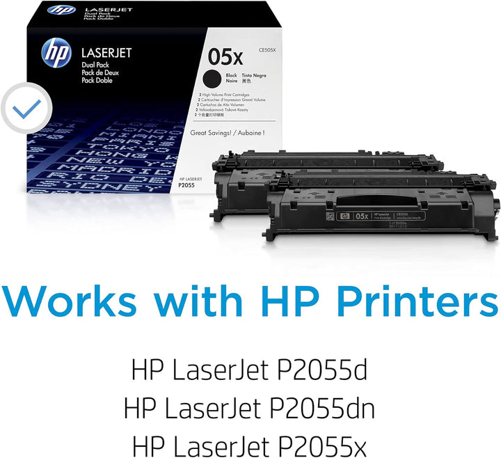 HP 05X Schwarz 2er-Pack Original LaserJet Tonerkartusche mit hoher Reichweite, XL XL Doppelpack Sing