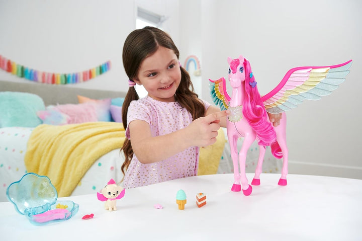 BARBIE Ein Verborgener Zauber Pegasus - Interaktives Spielzeug mit Lichtern und Geräuschen, 10 Zubeh