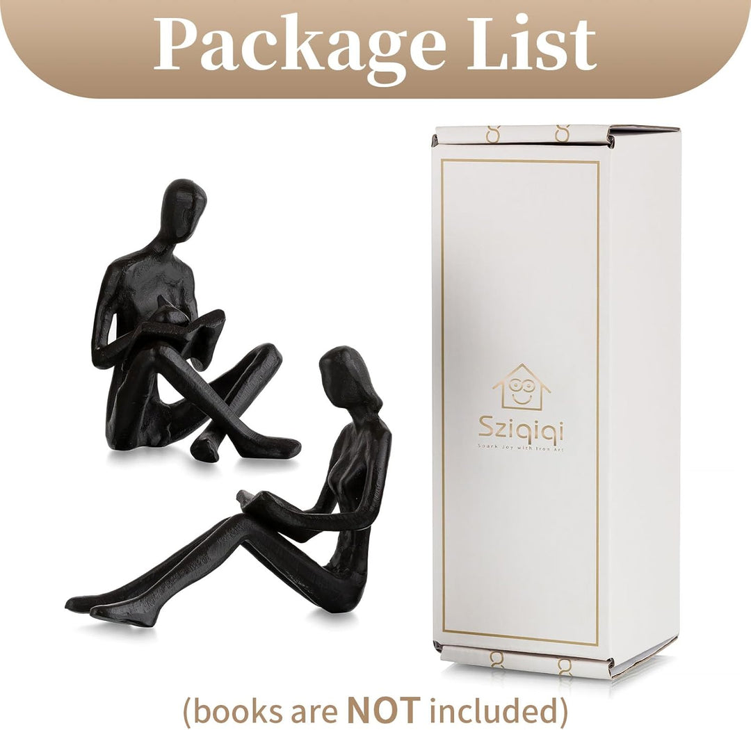 Sziqiqi Dekorative Bücherenden für Regale - Gusseisen Buchstützen für Schwere Bücher Lesen Paar Büch