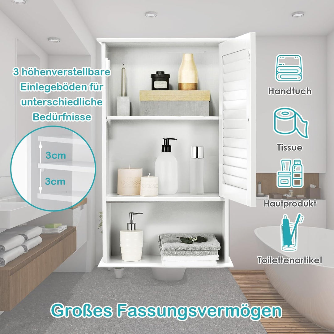 COSTWAY Hängeschrank, Badezimmerschrank hängend, Wandschrank Badschrank mit verstellbarem Einlegebod