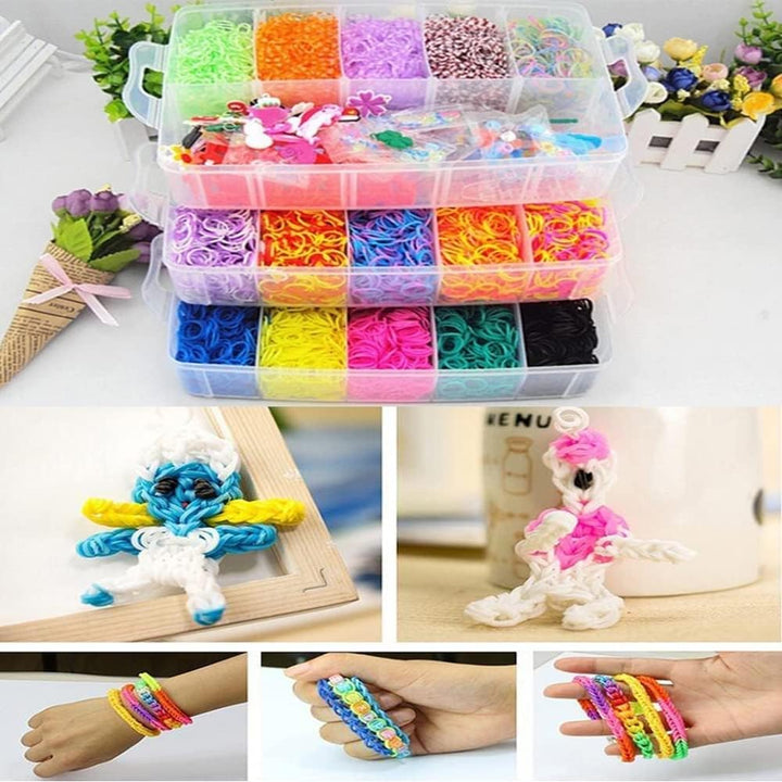 Loom Bands Kit, 15000 Stck DIY Gummibänder Set für Kinder Mehrfarbiges Set Herstellung Elastischen A