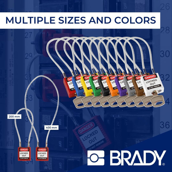 Kompaktes Kabel-Sicherheitsvorhängeschloss, 32mm x 16mm x 400mm, Grün