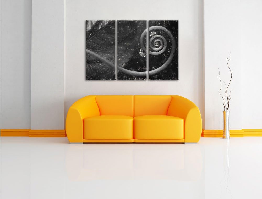 Pixxprint Zwei Marienkäfer auf einen eingedrehten Stängel Kunst Kohle Effekt 3-Teiler Leinwandbild 1