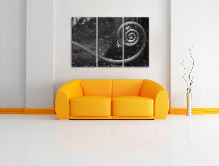 Pixxprint Zwei Marienkäfer auf einen eingedrehten Stängel Kunst Kohle Effekt 3-Teiler Leinwandbild 1