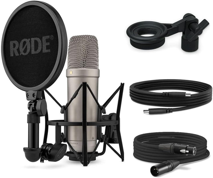 Rode NT1 5th Generation XLR USB Studio-Mikrofon Silver + keepdrum MSA033 Halterung Mit Mikrofonhalte
