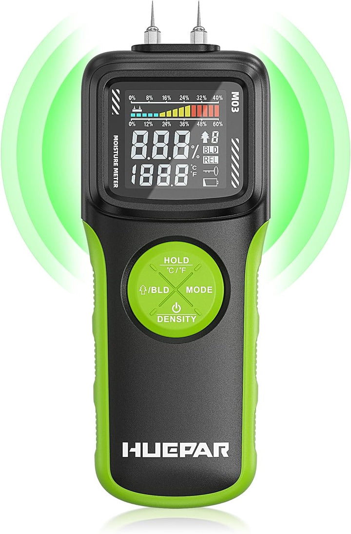 Feuchtigkeitsmessgerät, Huepar Pin & Pinless Feuchtigkeitsmesser Detector für Holz oder Baustoff, Fe