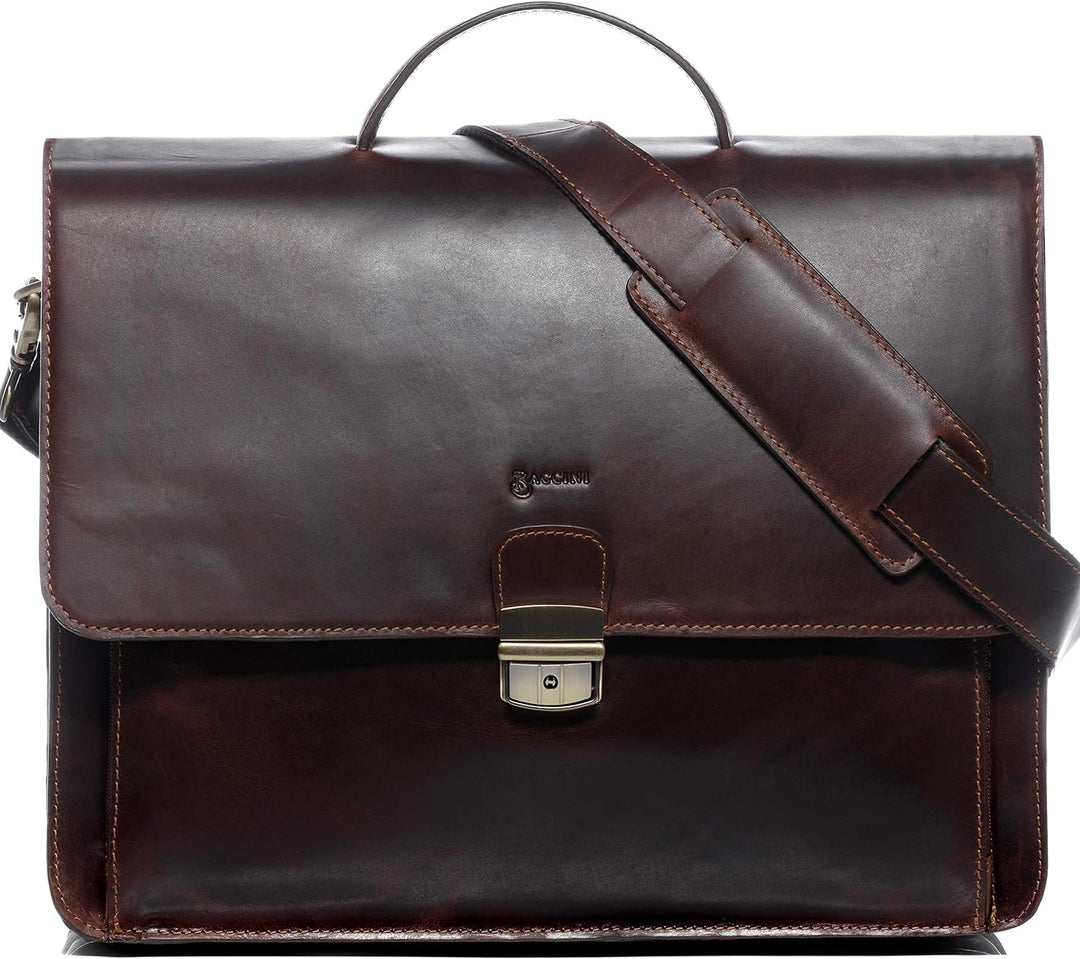 BACCINI Aktentasche Luca aus Anilin-Leder I Business-Tasche XL gross für Herren 15 Zoll Laptop-Fach