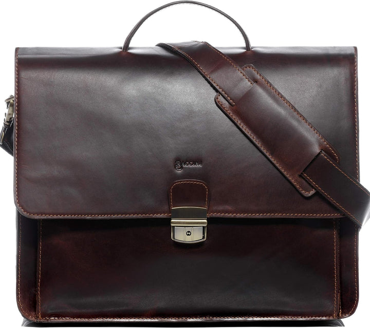 BACCINI Aktentasche Luca aus Anilin-Leder I Business-Tasche XL gross für Herren 15 Zoll Laptop-Fach
