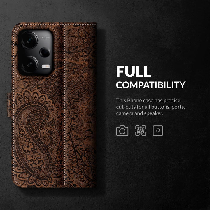 SURAZO Slim Magnet Handyhülle für Xiaomi Redmi Note 12 Pro Plus Hülle Leder – Klappbare Echtleder Sc