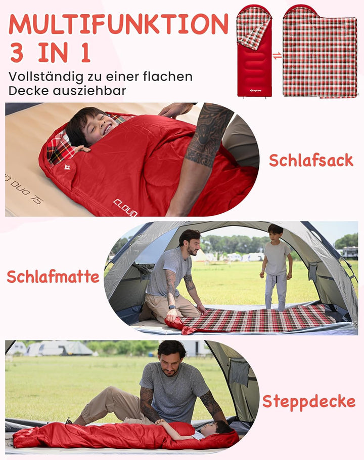 KingCamp Kinderschlafsack Schlafsack Winter Warmer Deckenschlafsack 3-4 Jahreszeiten für Kinder beim
