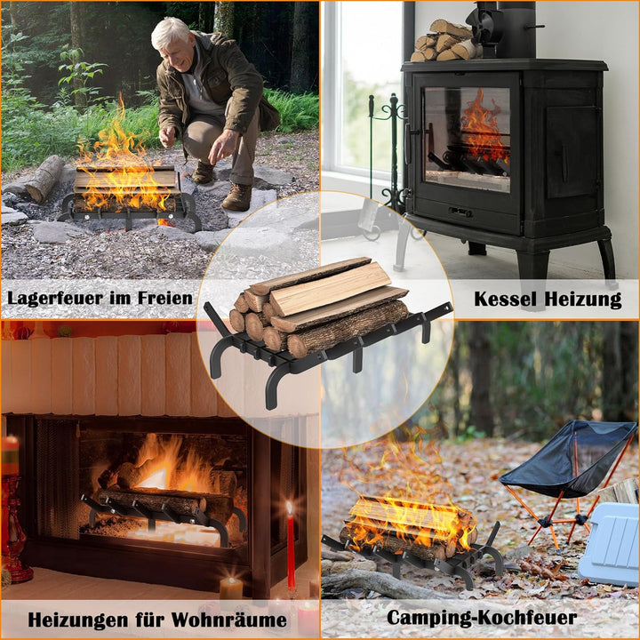 NAIZY Kaminrost Kohlenstoffstahl 42cm Feuerrost für Kamin Feuerbock Holzregal Multfunktional Holzros