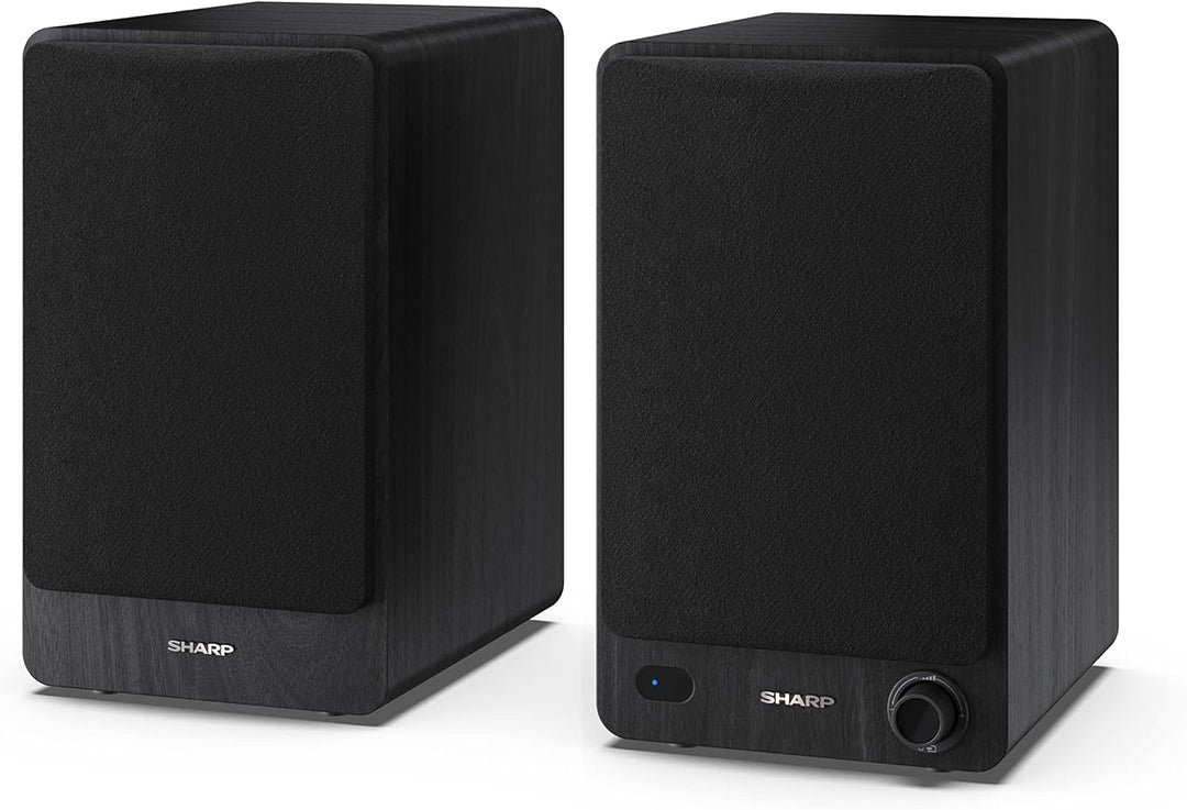 SHARP CP-SS30 2-Wege-Lautsprecher aktiv, 60 Watt (2x30 W) Holzgehäuse (Bluetooth 5.0, USB, Optisch,