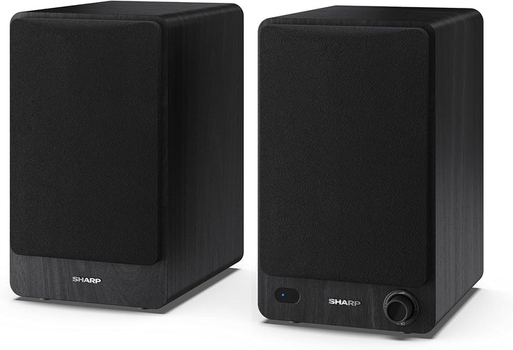 SHARP CP-SS30 2-Wege-Lautsprecher aktiv, 60 Watt (2x30 W) Holzgehäuse (Bluetooth 5.0, USB, Optisch,