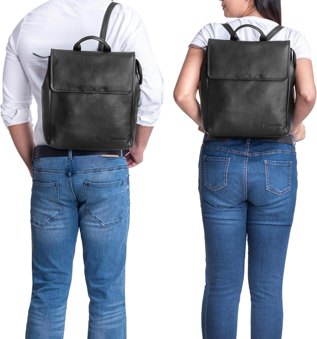 STILORD 'Misha' Moderner Leder Rucksack Unisex Daypack für Damen Herren DIN A4 kompakter Messenger B
