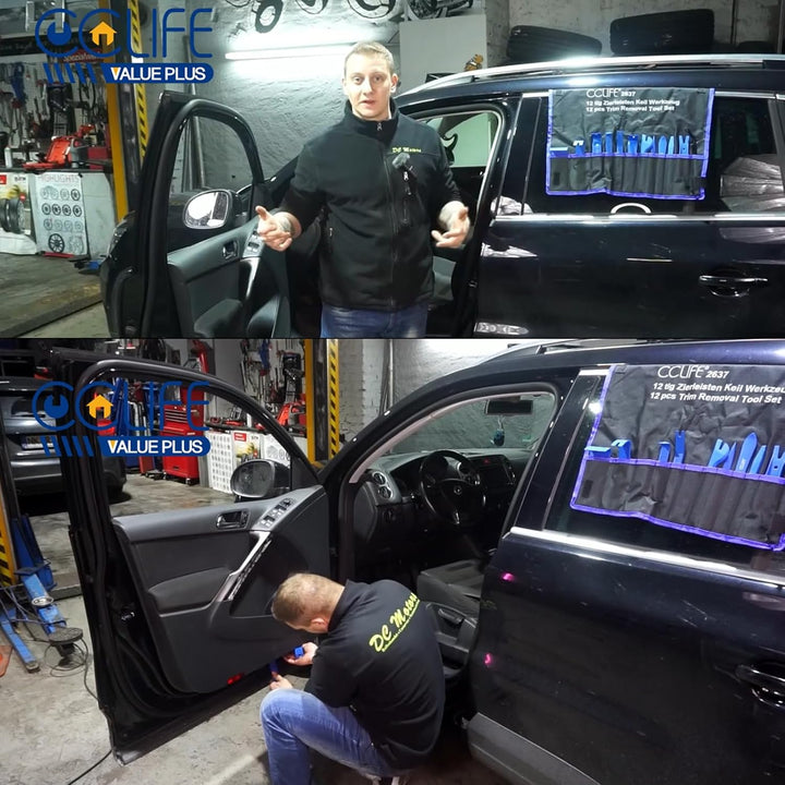 CCLIFE 12tlg Auto Demontage Werkzeug Set PP PA+ Zierleistenkeile Innenraum Verkleidung Türverkleidun