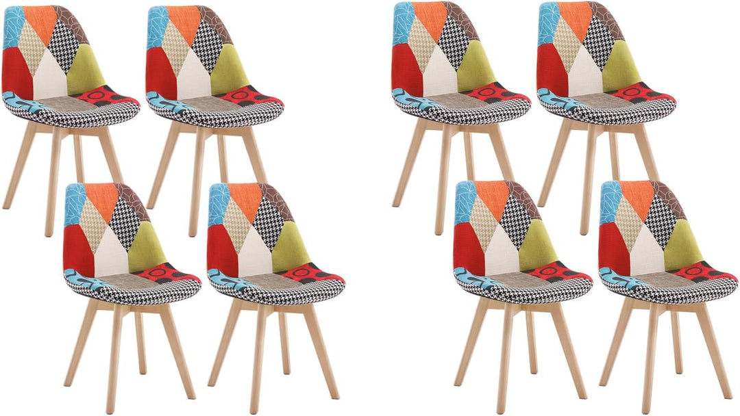 WOLTU 8 x Esszimmerstühle 8er Set Esszimmerstuhl Design Stuhl Küchenstuhl Holz Leinen Mehrfarbig BH2