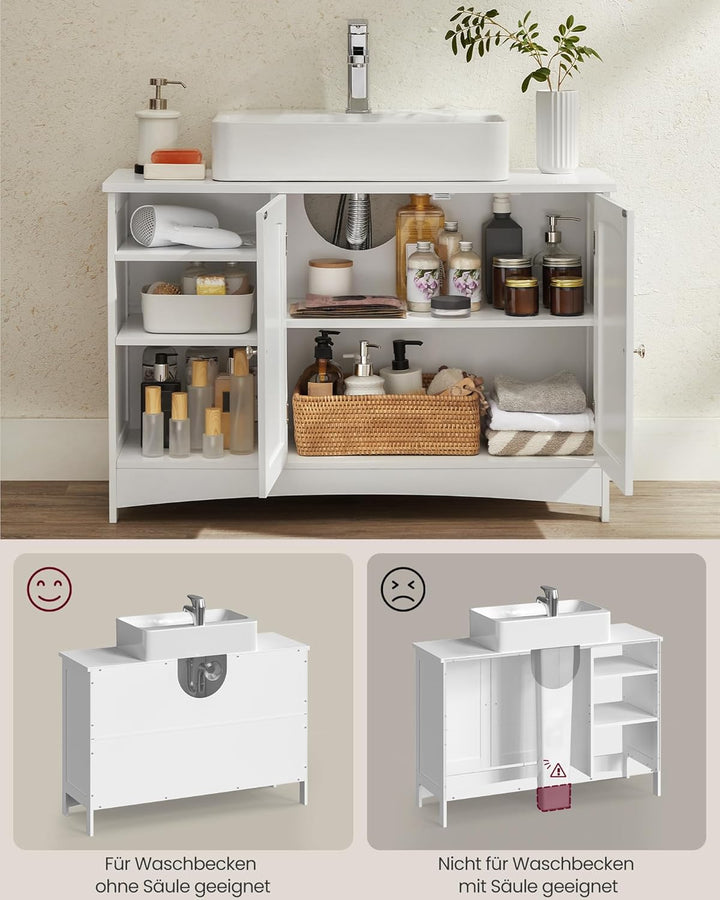 VASAGLE Waschbeckenunterschrank, Unterschrank, Badezimmerschrank, extra lang, 30 x 90 x 60 cm, 2 Tür