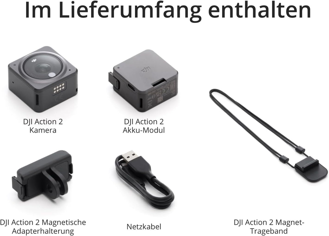 DJI Action 2 Power Combo - Action-Kamera mit erweitertem Akku-Modul, 155° Sichtfeld, Magnetbefestigu