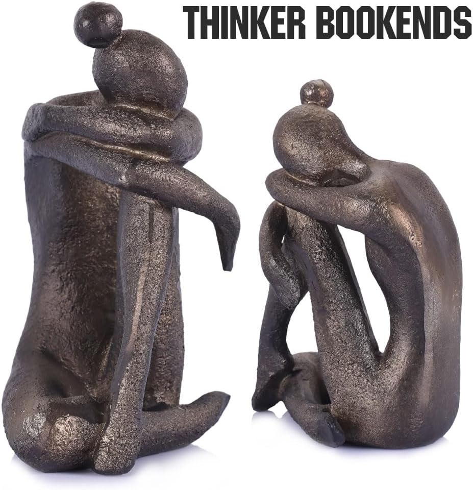 Buchstützen, einzigartig, dekorativ, Denkermädchen, modern, robust, rutschfest, Kunstharz, Buchstopp