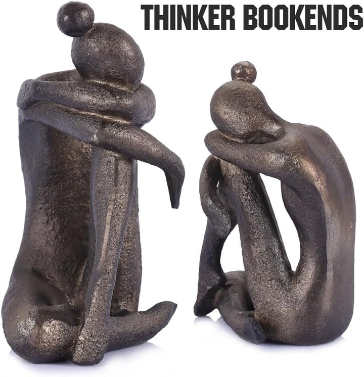 Buchstützen, einzigartig, dekorativ, Denkermädchen, modern, robust, rutschfest, Kunstharz, Buchstopp