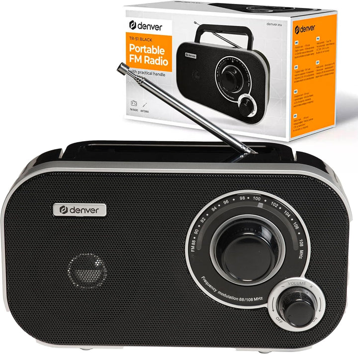 Denver TR-51 UKW-Radio mit analogem Tuning, Schwarz