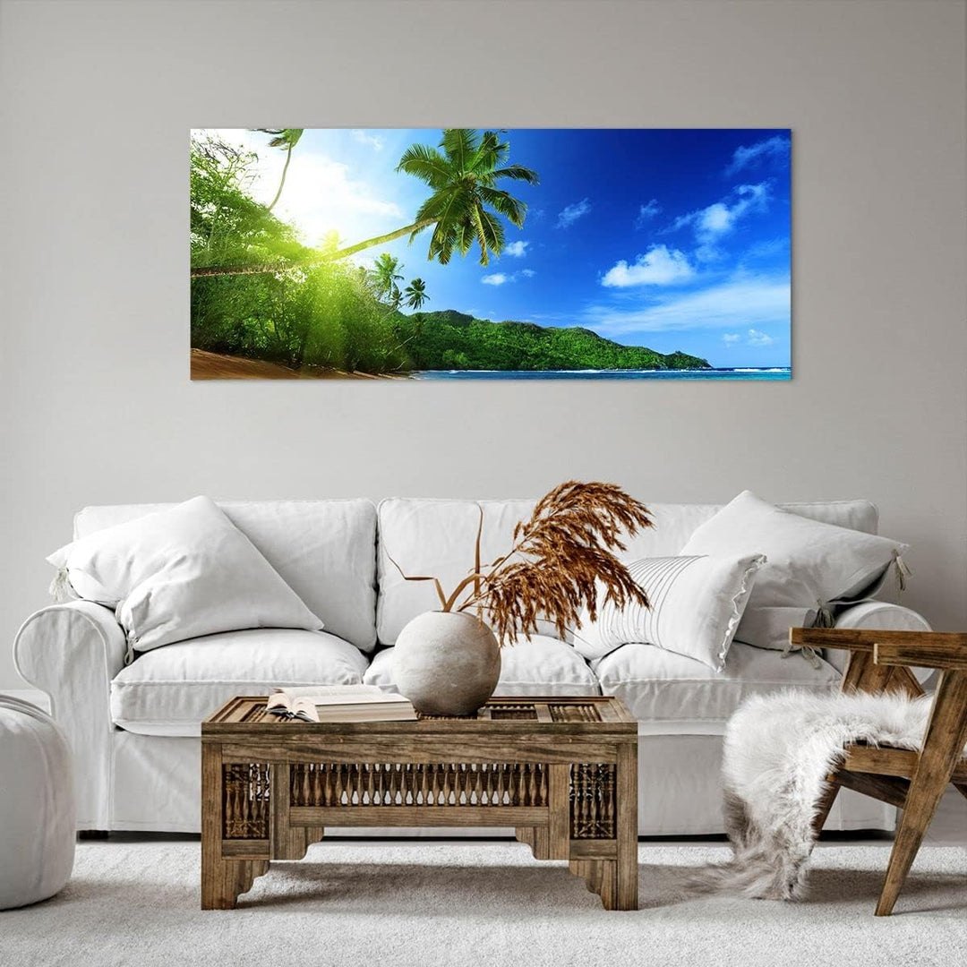 Wandbilder Dekoration Wohnzimmer Baum Dschungel Welle Landschaft Panorama Bilder auf Leinwand 120x50