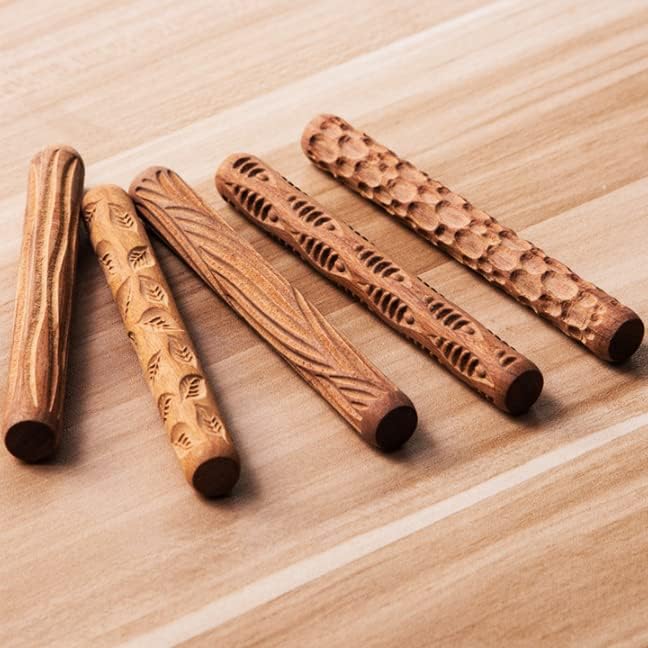 Bmocoen 5 Stücke Töpfer Werkzeuge Hand Rollen für Ton Ton Stempel Ton Roller