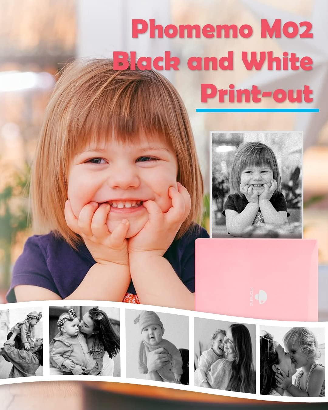 Phomemo M02 Taschendrucker Thermofotodrucker Tragbarer Mini-Bluetooth-Drucker, kompatibel mit Androi