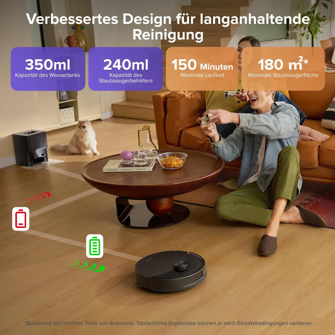 roborock Q10 S5+ Saugroboter mit Wischfunktion, 10.000 Pa HyperForce Saugkraft, Dual Anti-Tangle Sys