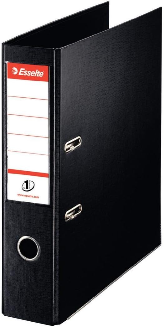 Esselte Ordner, A4, 10er Pack, 50 mm Rückenbreite, Kunststoff, schwarz, 811470 Schmal Schwarz 10er P