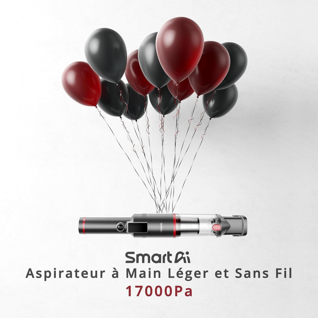 SmartAI Handstaubsauger, 17000Pa Mini LED Kabelloser Akku Handsauger, 30 Minuten Dauer Leicht Akkusa
