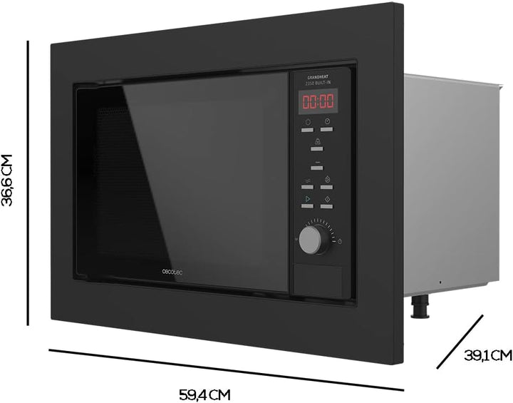 Cecotec Digitale und einbaubare Mikrowelle mit 23 Liter mit Grill GrandHeat 2350 Built-In Black. 900