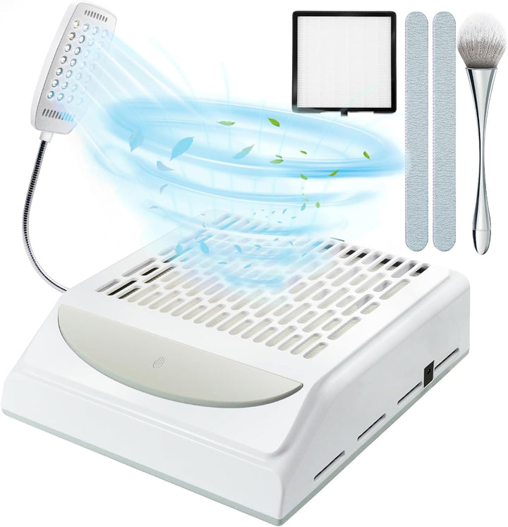 IUHFSIFS Staubabsaugung Für Nägel Mit Filter & Licht【NO.1 Super Suction 100W】Nagelstaubsauger【SGS Ce