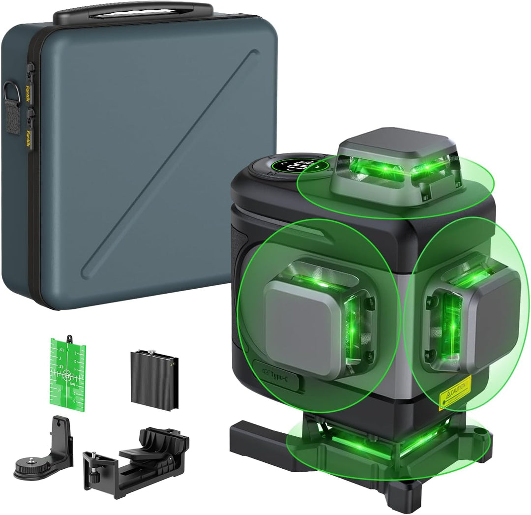Fanttik D16 APEX Kreuzlinienlaser Grün 4x360°, 16 Linien Selbstnivellierender Linienlaser mit LED-Bi