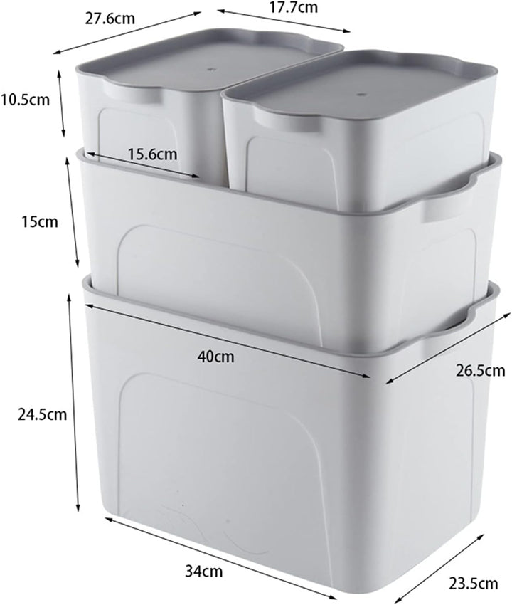 RMAN Aufbewahrungsbox mit Deckel 4er Set Ordnungsboxen Küchen Organizer Plastikbox mit Deckel 15L St